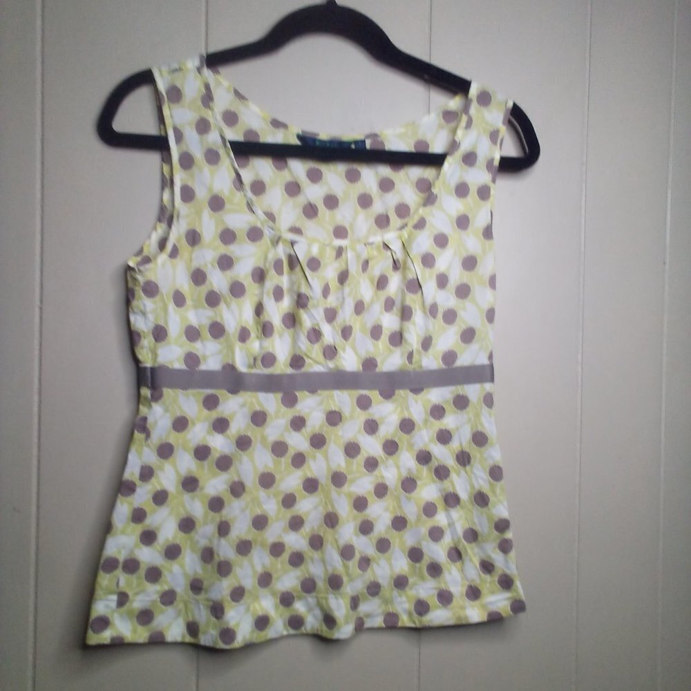 Boden Blouse 8 Sleeveless Patterned Green Brown